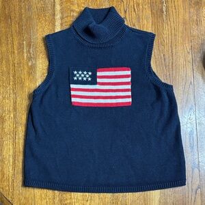 Navy Turtleneck Sweater with Flag Design‎